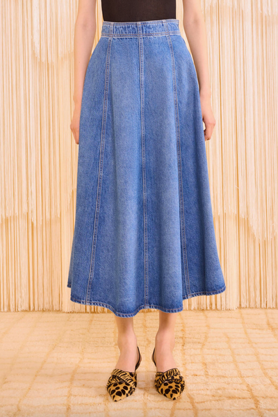 The Uma Midi Denim Skirt