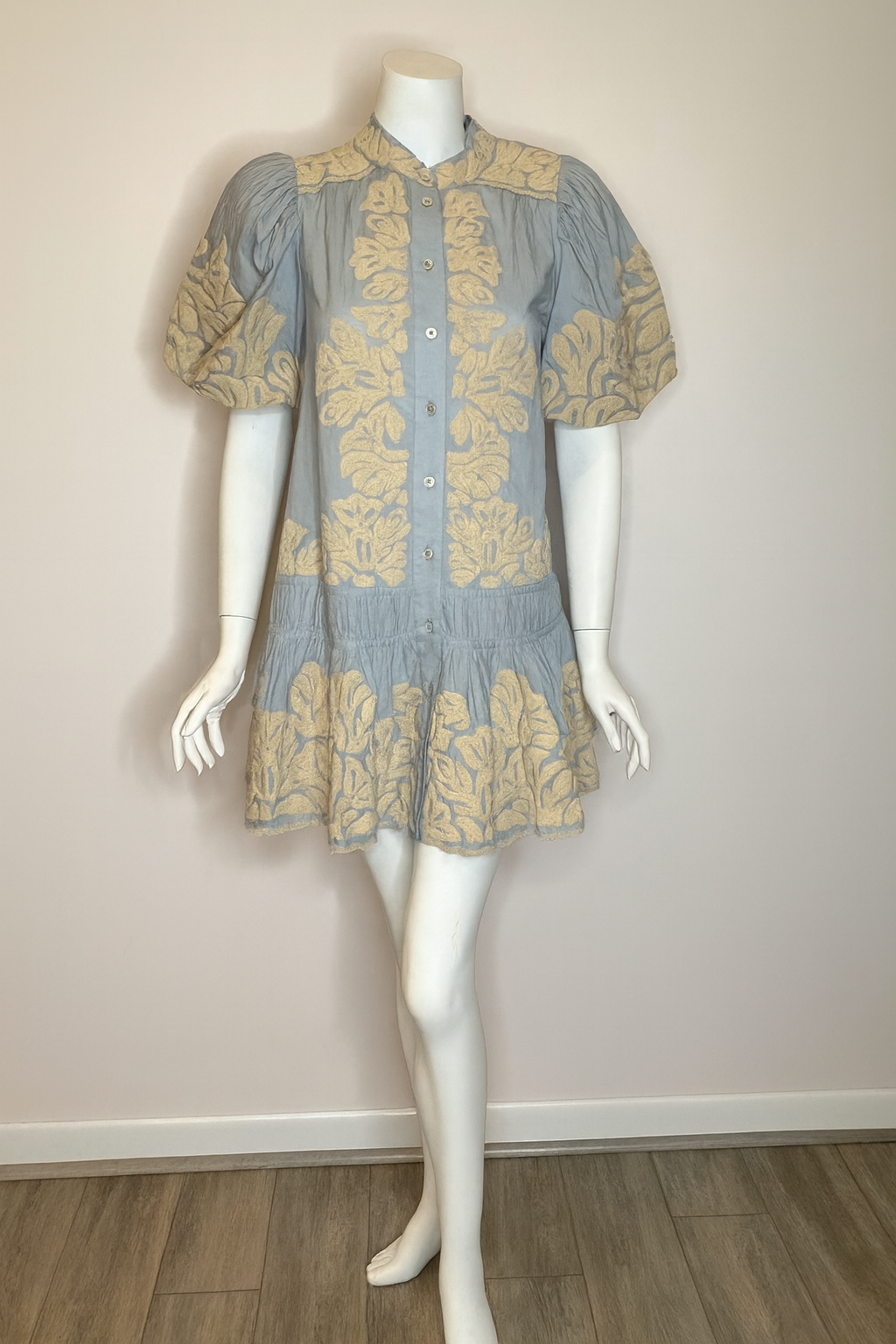 Alexandra Emb Bubble Sleeve Tunic Dress