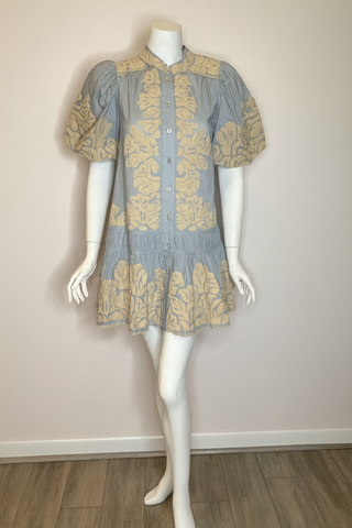 Alexandra Emb Bubble Sleeve Tunic Dress