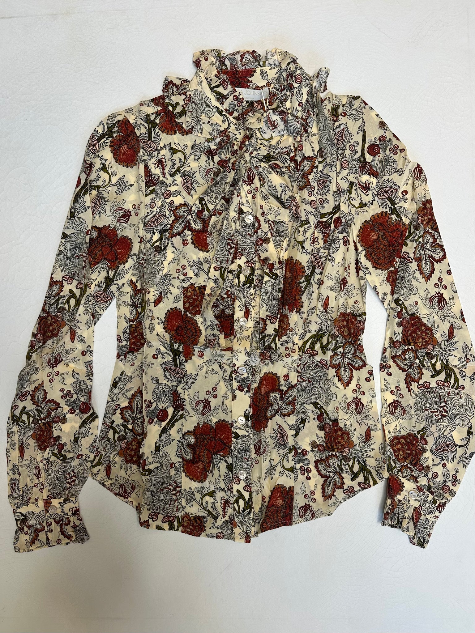 Catroux Silk Long Sleeve Button Front Blouse