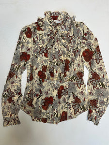 Catroux Silk Long Sleeve Button Front Blouse