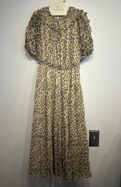 Nan Silk Short Sleeve Midi Dress