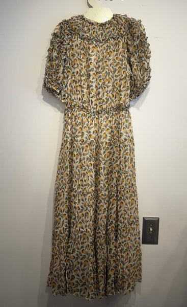 Nan Silk Short Sleeve Midi Dress