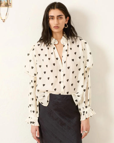 Mazie Onyx Heart Silk Shirt