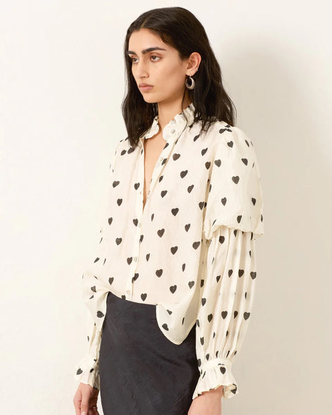 Mazie Onyx Heart Silk Shirt