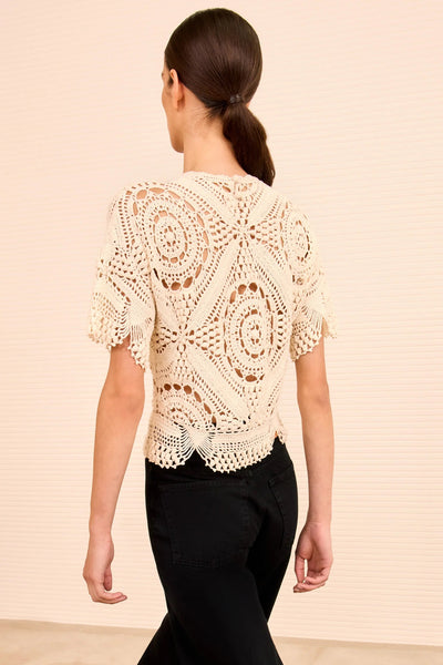 Maddalena Short Sleeve Hand Crochet Top