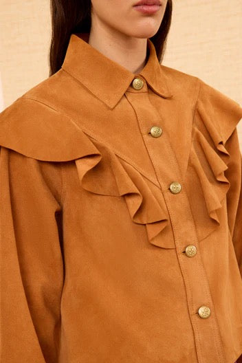 Matilde Ruffle Suede Jacket