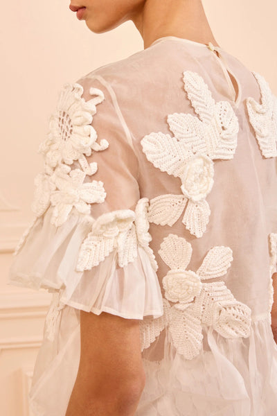 Aliya Organza Blouse with Hand Crochet