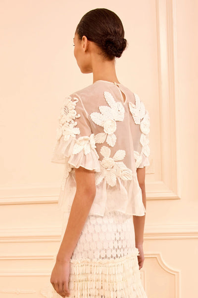 Aliya Organza Blouse with Hand Crochet