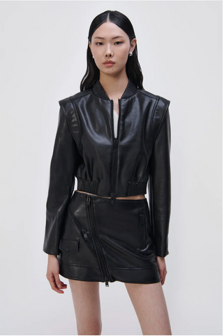 Doreen Vegan Leather Bomber Jacket