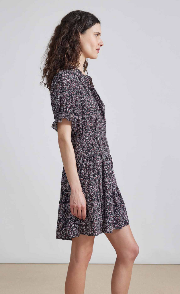 apiece apart las alturas mini dress Apiece Apart Las Alturas Tiered Floral-Print Mini Dress, Women's, L, Cocktail & Party Wedding Guest Dresses Mini Dresses