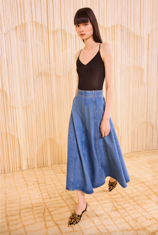 The Uma Midi Denim Skirt