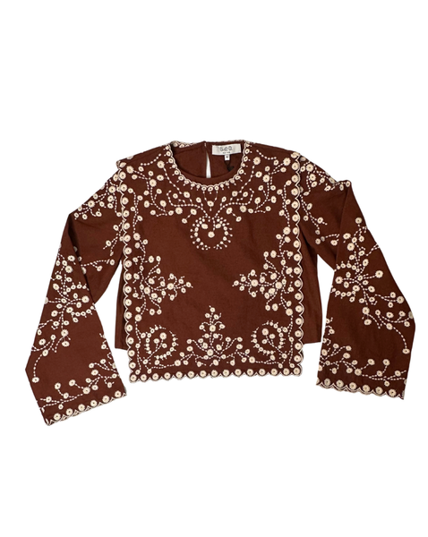 Frances L/SLV Emb Top