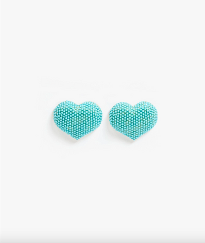 Beaded Heart Stud Earrings