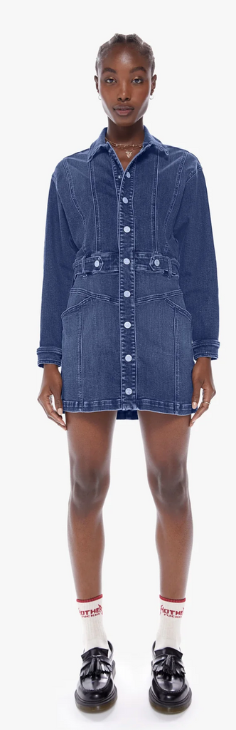 Mother The Batwing Cinch Dress Waist Beer Me in Blue Mother The Batwing Cinch Dress Waist Beer Me in Blue